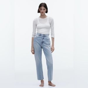Zara TRF High Rise Straight Cropped Jeans - Size 2